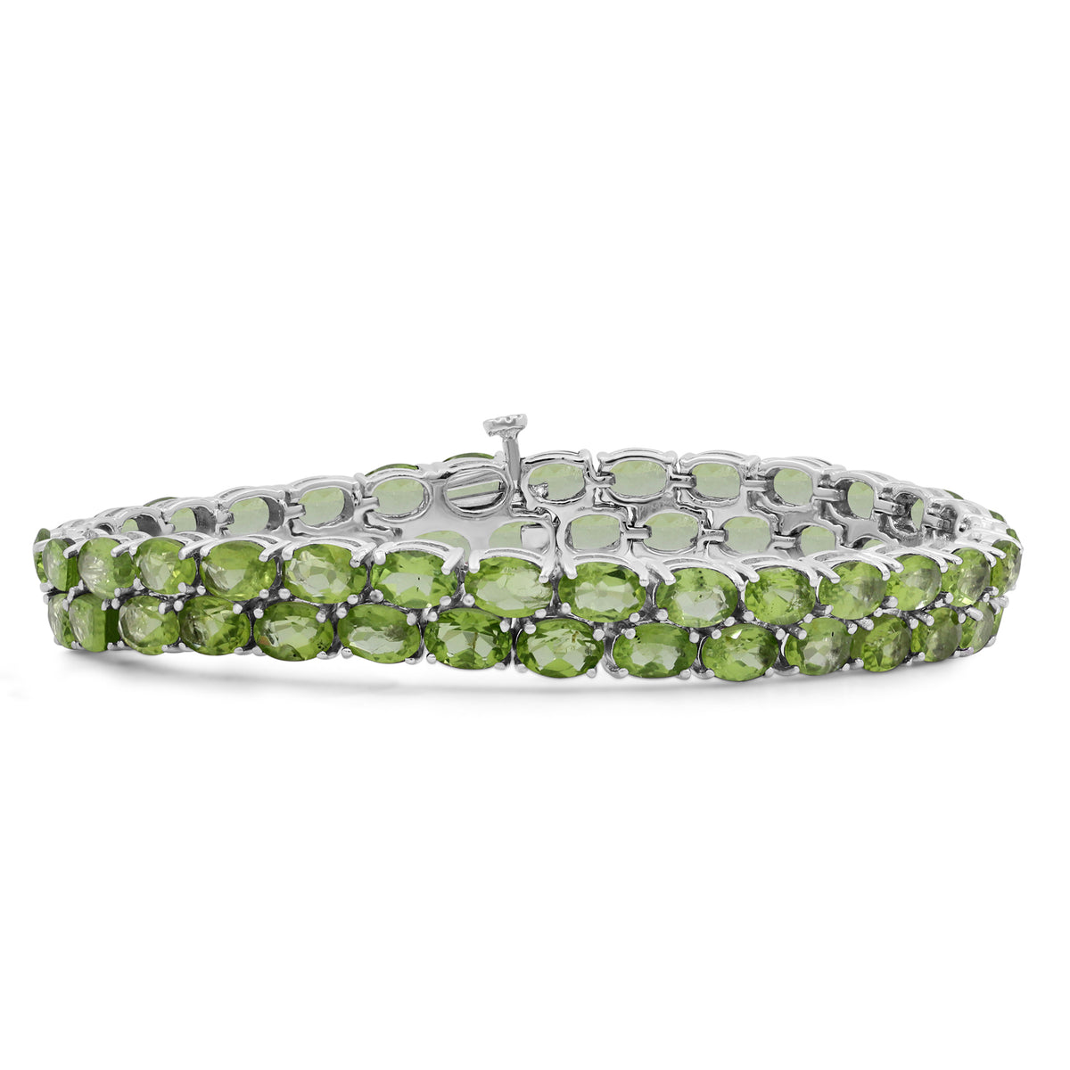 Natural Peridot Bracelet in 925 Sterling Silver, Tennis Bracelet, Bracelet for cheapest women, Oval Peridot, Green Stone Bracelet