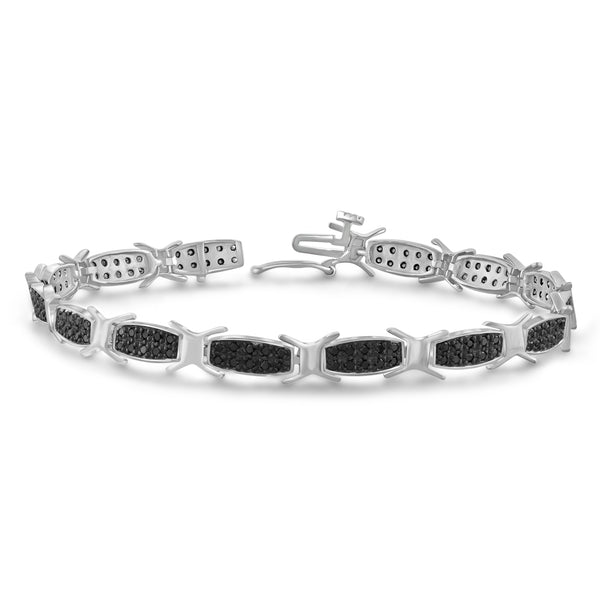 1.00 Carat Black Diamond X-Link Bracelet in Sterling Silver