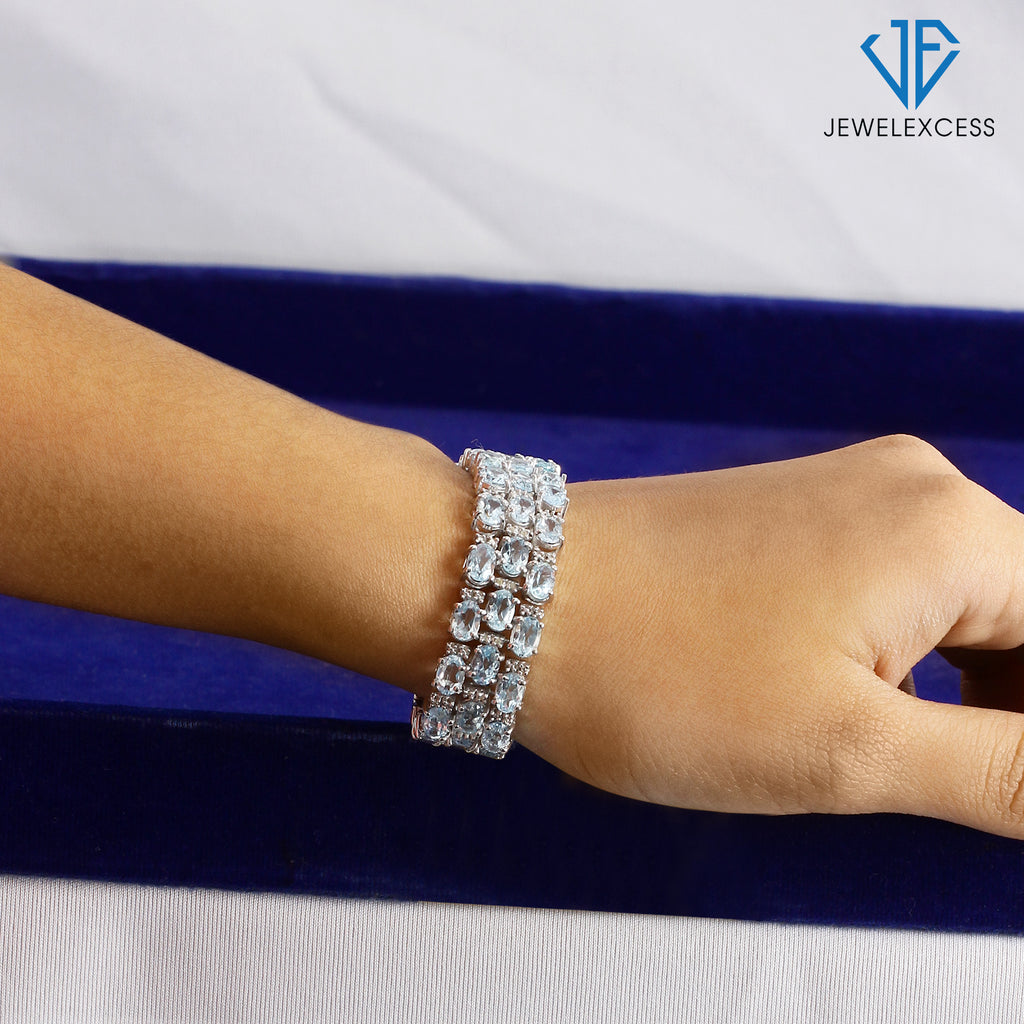 Amazon.com: SYXYSM Bracelet Natural Topaz Bracelet Simple London Blue Topaz  Woman Bracelet 925 Silver Blue Gemstone Bracelet Birthstone (Gem Color :  Blue) : Clothing, Shoes & Jewelry