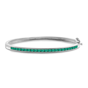 2 1/3 Carat T.G.W. Emerald Sterling Silver Or 14K Gold-Plated Bangle