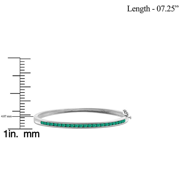 2 1/3 Carat T.G.W. Emerald Sterling Silver Or 14K Gold-Plated Bangle