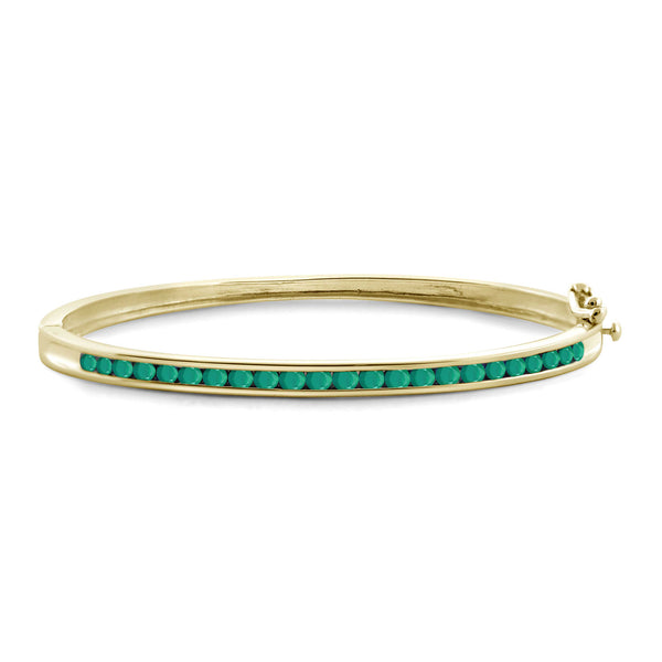 2 1/3 Carat T.G.W. Emerald Sterling Silver Or 14K Gold-Plated Bangle