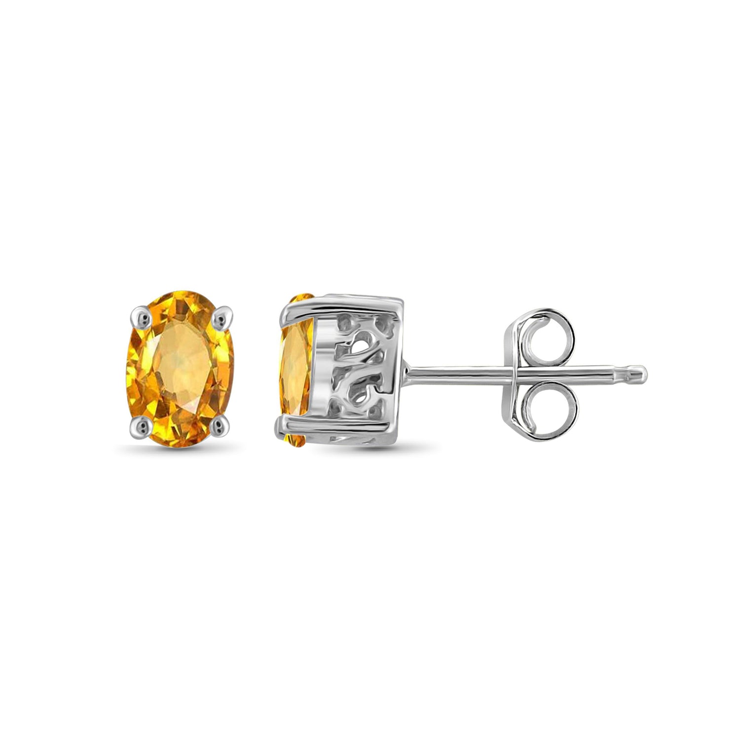 0.92 Carat T.G.W. Citrine Gemstone Sterling Silver Earrings