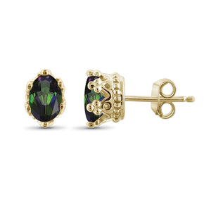 7/8ct TW Mystic Topaz 14K Gold-Plated Crown Stud Earrings