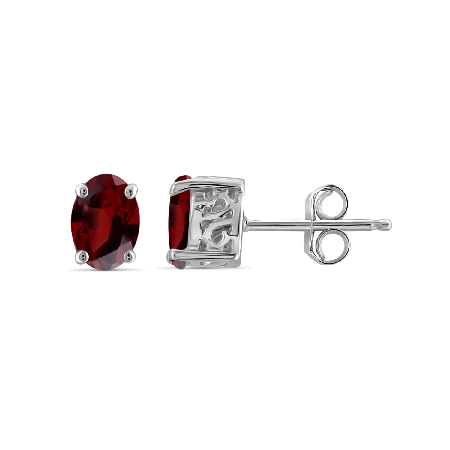 1.20 Carat T.G.W. Garnet Gemstone  Sterling Silver Earrings