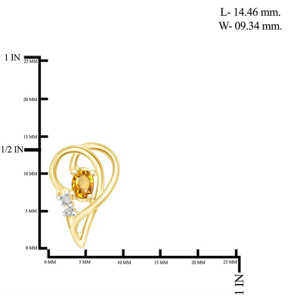 0.44 Carat T.G.W. Citrine Gemstone and White Diamond Accent 14K Gold-Plated Earrings