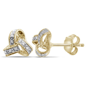 White Diamond Accent 14k Gold over Silver Love Knot Earrings