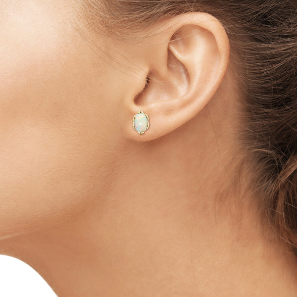 0.52 CTW Opal Stud Earrings in 14K Gold-Plated