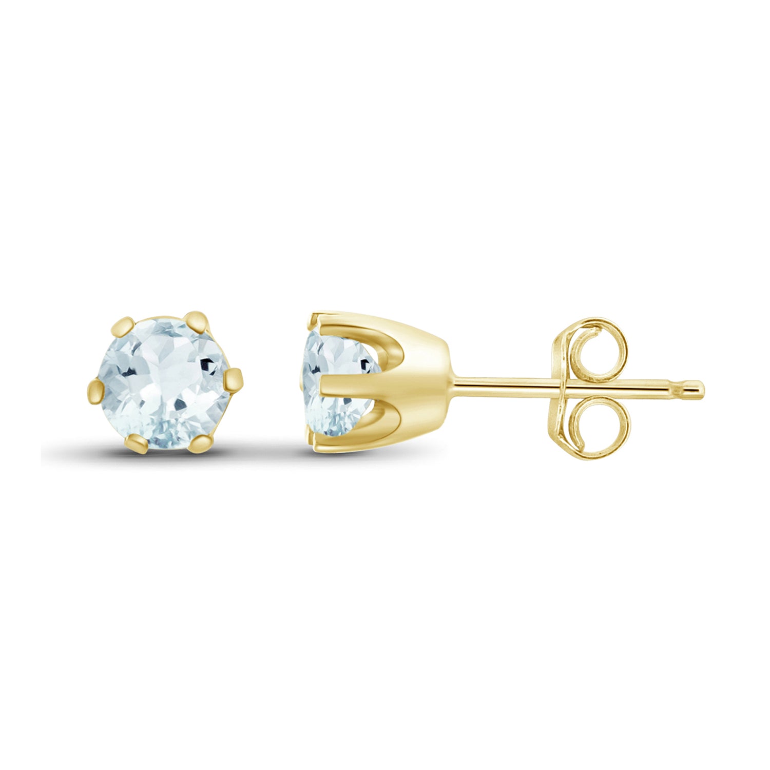 3/4 Carat T.G.W. Aquamarine 14K Gold-Plated Stud Earrings