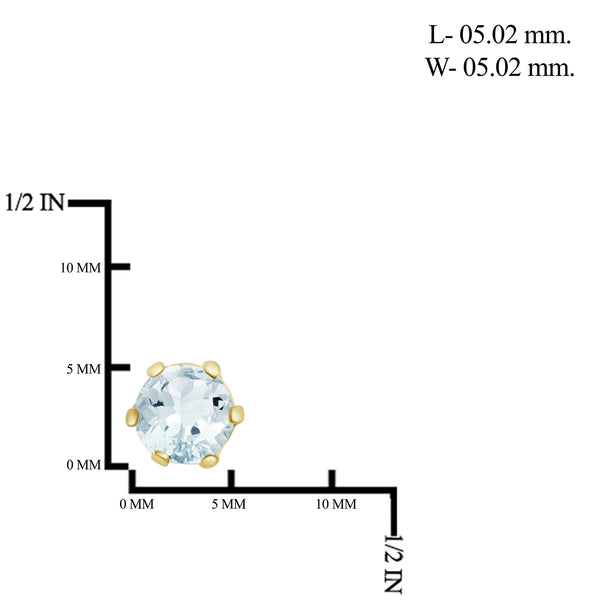 3/4 Carat T.G.W. Aquamarine 14K Gold-Plated Stud Earrings