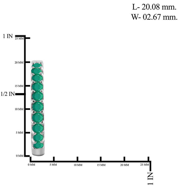 1 1/5 Carat T.G.W. Emerald Sterling Silver Hoop Earrings