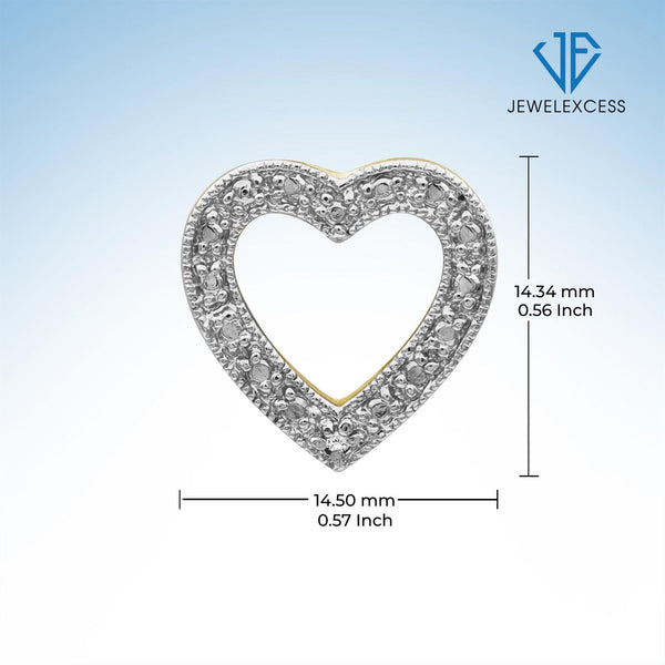 Accent White Diamond Heart Earrings in 14K Gold Over Silver