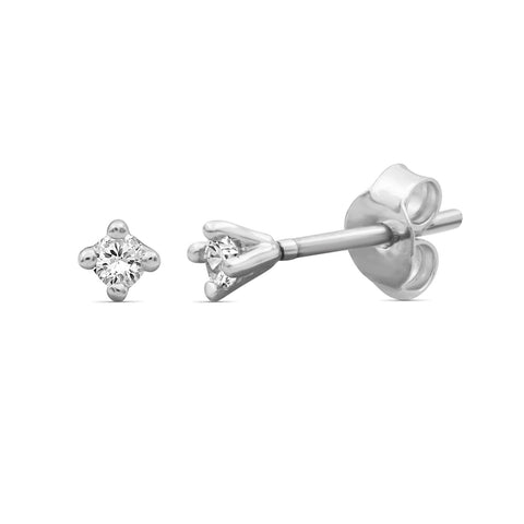 1/10 Carat White diamond Stud Earrings in Sterling Silver