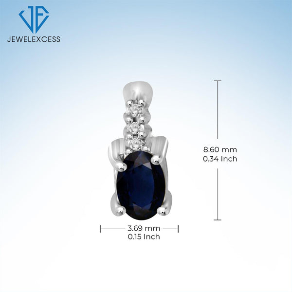 0.60 Carat Genuine Sapphire and Accent White Diamond stud Earrings in Sterling Silver