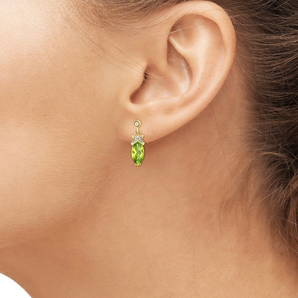 2 1/2 Carat T.G.W. Peridot And White Diamond Accent 14K Gold-Plated Stud Earrings