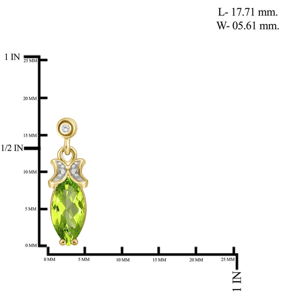 2 1/2 Carat T.G.W. Peridot And White Diamond Accent 14K Gold-Plated Stud Earrings