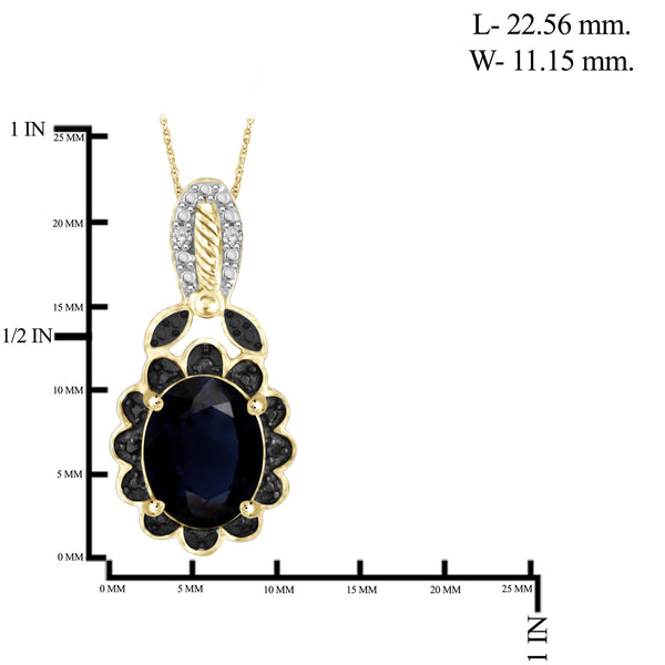 6.00 Carat T.G.W. Sapphire And Black & White Diamond Accent 14K Gold-Plated 3-Piece Jewelry set