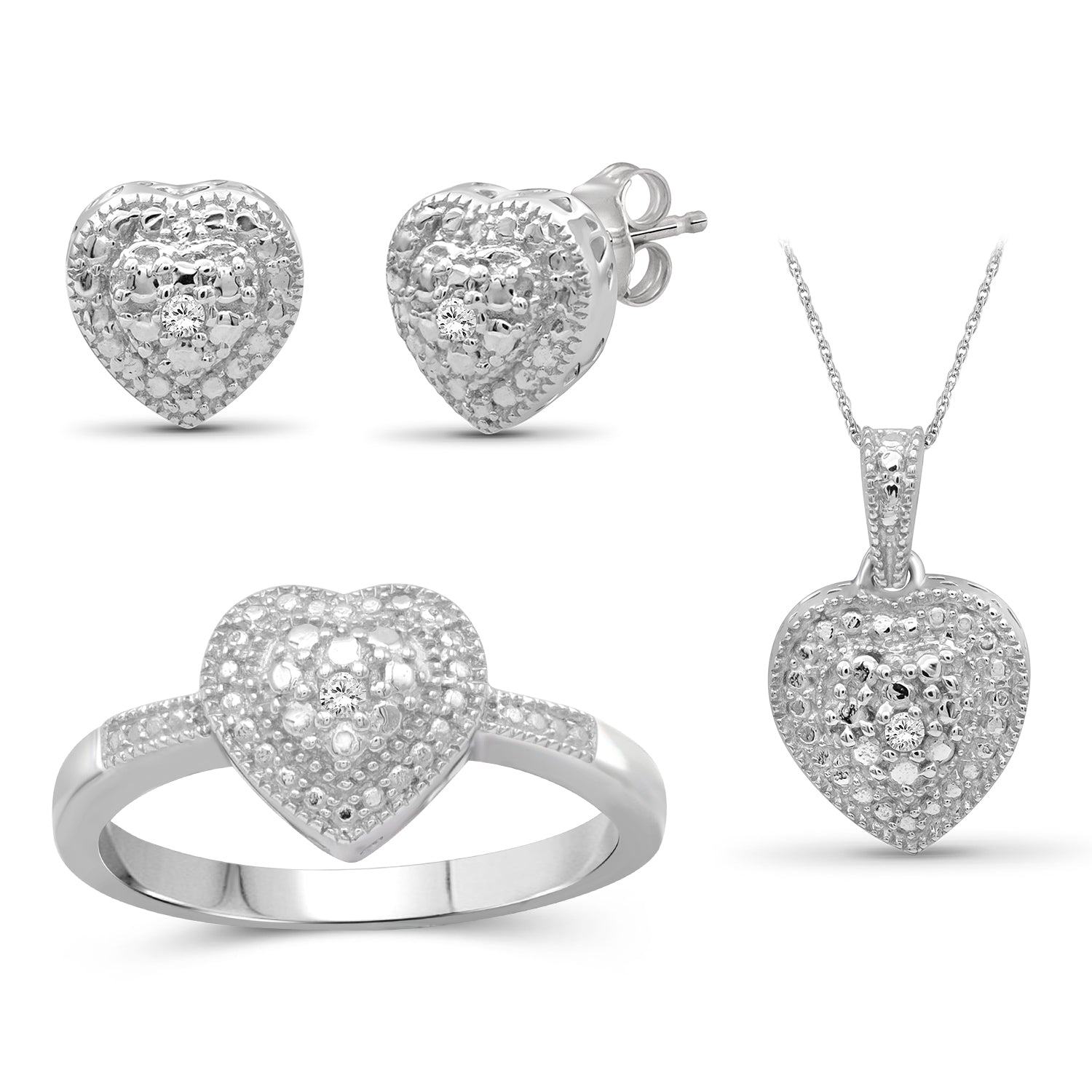 Rose Sparkling Crown Ring and Earring Set