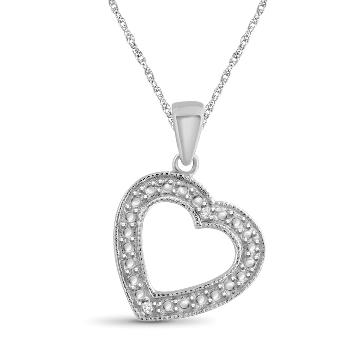 White Diamond Accent Sterling Silver Heart Pendant