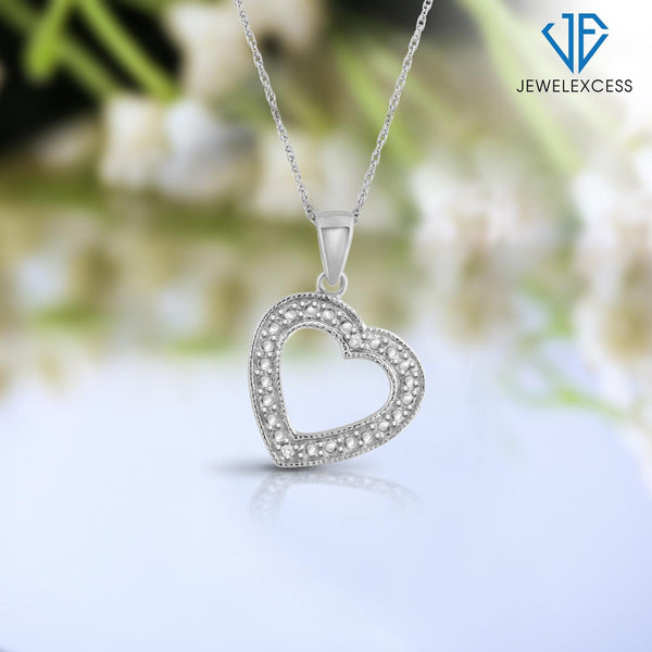 White Diamond Accent Sterling Silver Heart Pendant