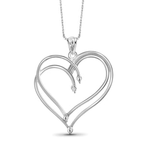 Accent White Diamond Heart Pendant in Sterling Silver