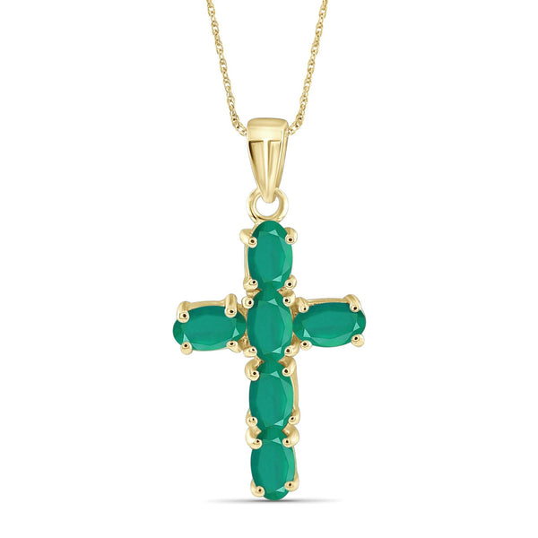 1.38 Ctw Genuine Emerald 14K Gold-Plated Pendant