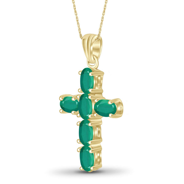 1.38 Ctw Genuine Emerald 14K Gold-Plated Pendant