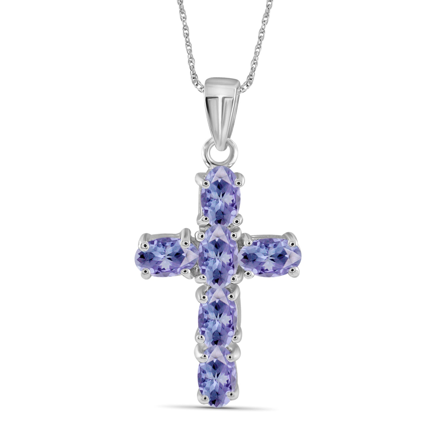 1.44 Carat Tanzanite Gemstone Sterling Silver Or 14K Gold Plated Cross Pendant, 18"