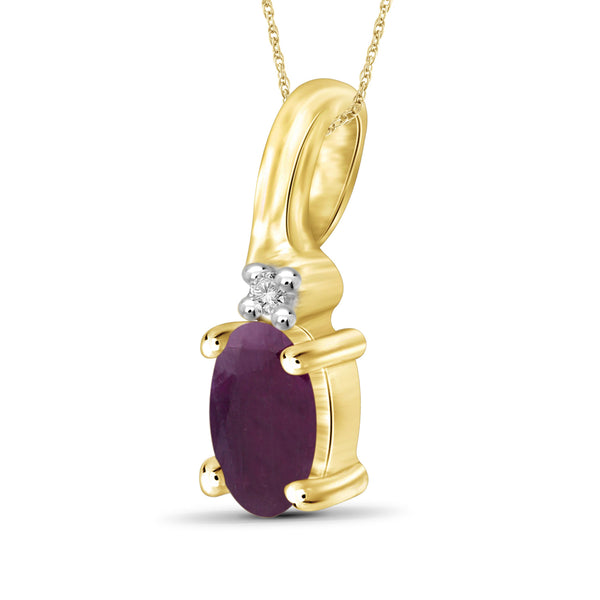 1/4 Carat T.G.W. Ruby And Accent White Diamond 14K Gold-Plated Pendant