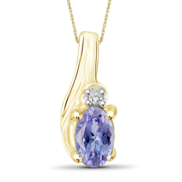 1/4 Carat T.G.W. Tanzanite And White Diamond Accent 14K Gold-Plated Pendant, 18"