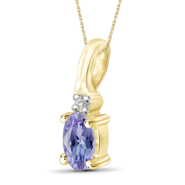 1/4 Carat T.G.W. Tanzanite And White Diamond Accent 14K Gold-Plated Pendant, 18"