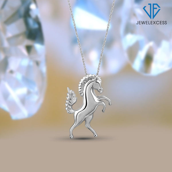 Stallion Horse Pendant in Sterling Silver Or 14K Gold Over Silver