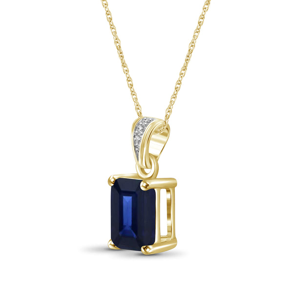 2.00 Carat T.G.W. Sapphire 14K Gold-Plated Pendant, 18"