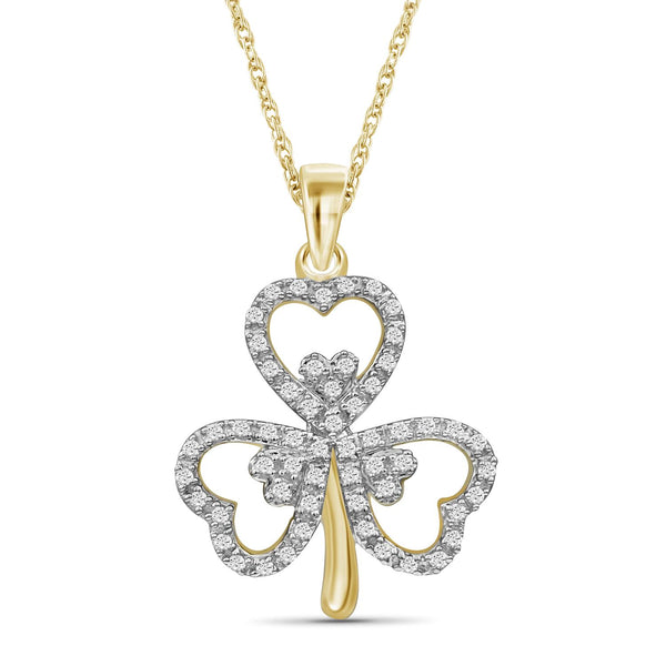 1/5 Carat T.W. White Diamond Shamrock Sterling Silver Or 14K Gold Over Silver Pendant