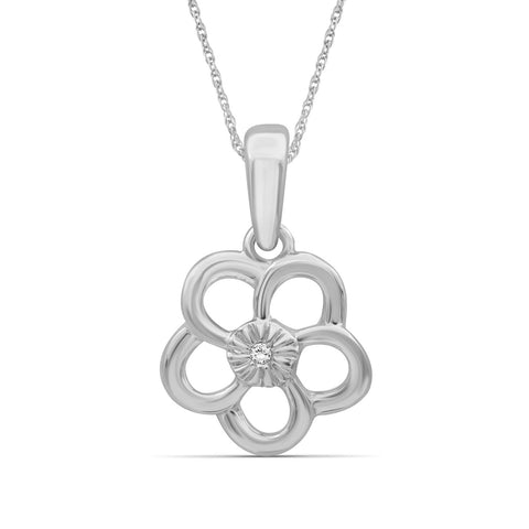 Accent White Diamond Sterling Silver Pendant