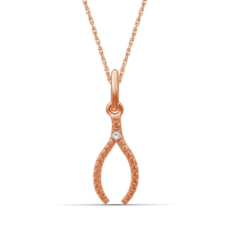 Accent White Diamond Rose Gold Over Silver Pendant