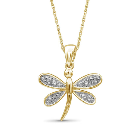 Accent White Diamond Butterfly Pendant in 14k Gold Over Silver