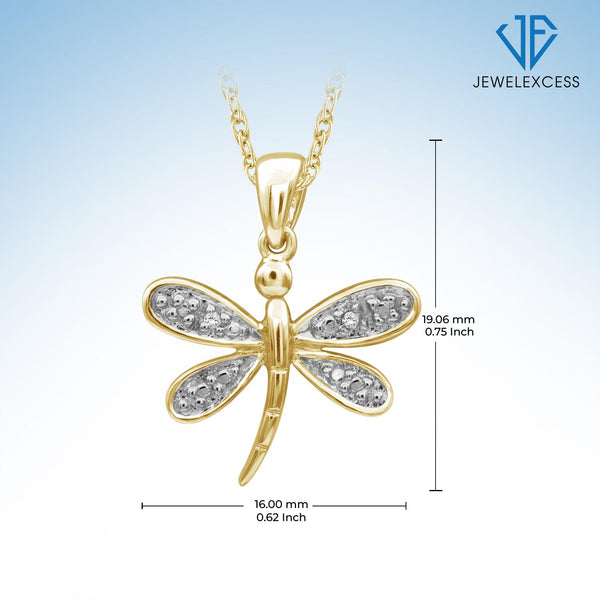 Accent White Diamond Butterfly Pendant in 14k Gold Over Silver