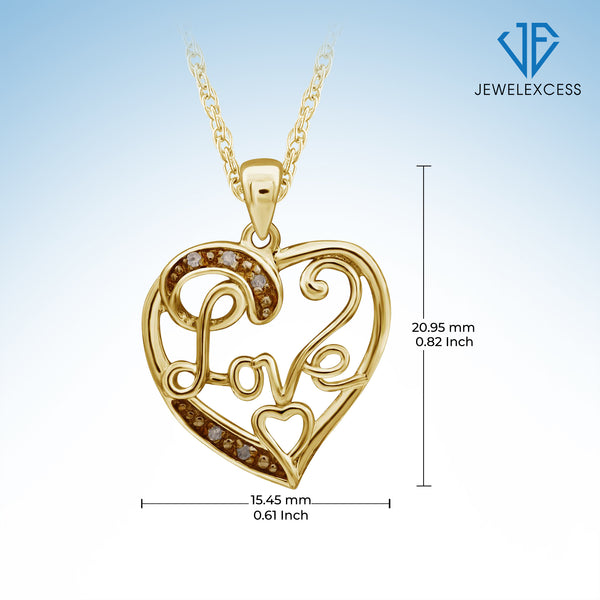 Accent White Diamond 14k Gold Over Silver Heart Pendant