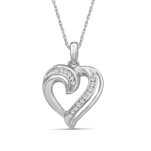 1/7 Carat White Diamond Sterling Silver Heart Pendant