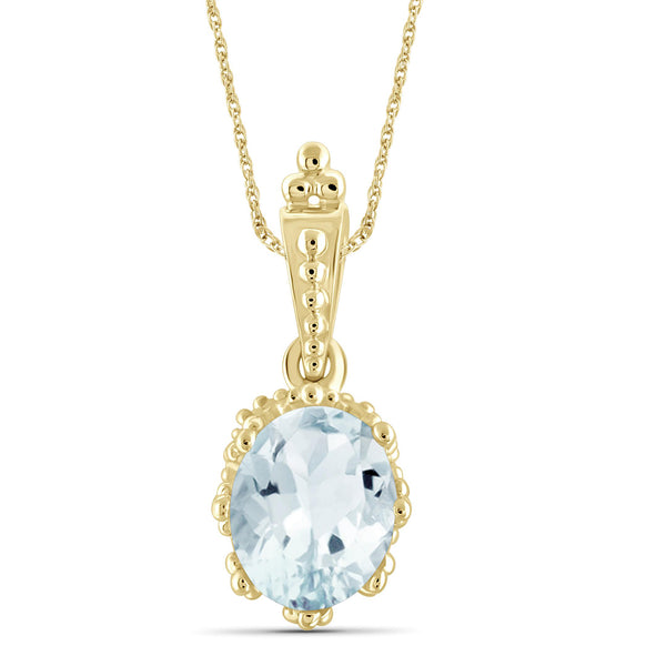 1 1/2 Carat T.G.W. Aquamarine 14K Gold-Plated Pendant, 18"