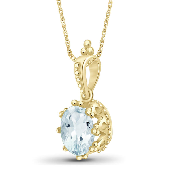 1 1/2 Carat T.G.W. Aquamarine 14K Gold-Plated Pendant, 18"