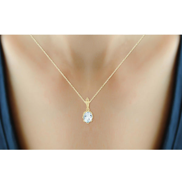 1 1/2 Carat T.G.W. Aquamarine 14K Gold-Plated Pendant, 18"