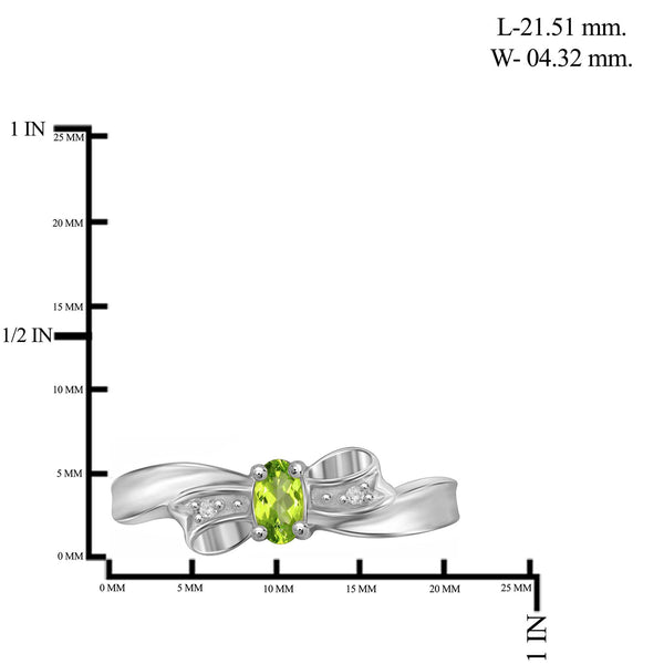 Peridot Ring Birthstone Jewelry – 0.20 Carat Peridot 0.925 Sterling Silver Ring Jewelry with White Diamond Accent – Gemstone Rings with Hypoallergenic 0.925 Sterling Silver Band