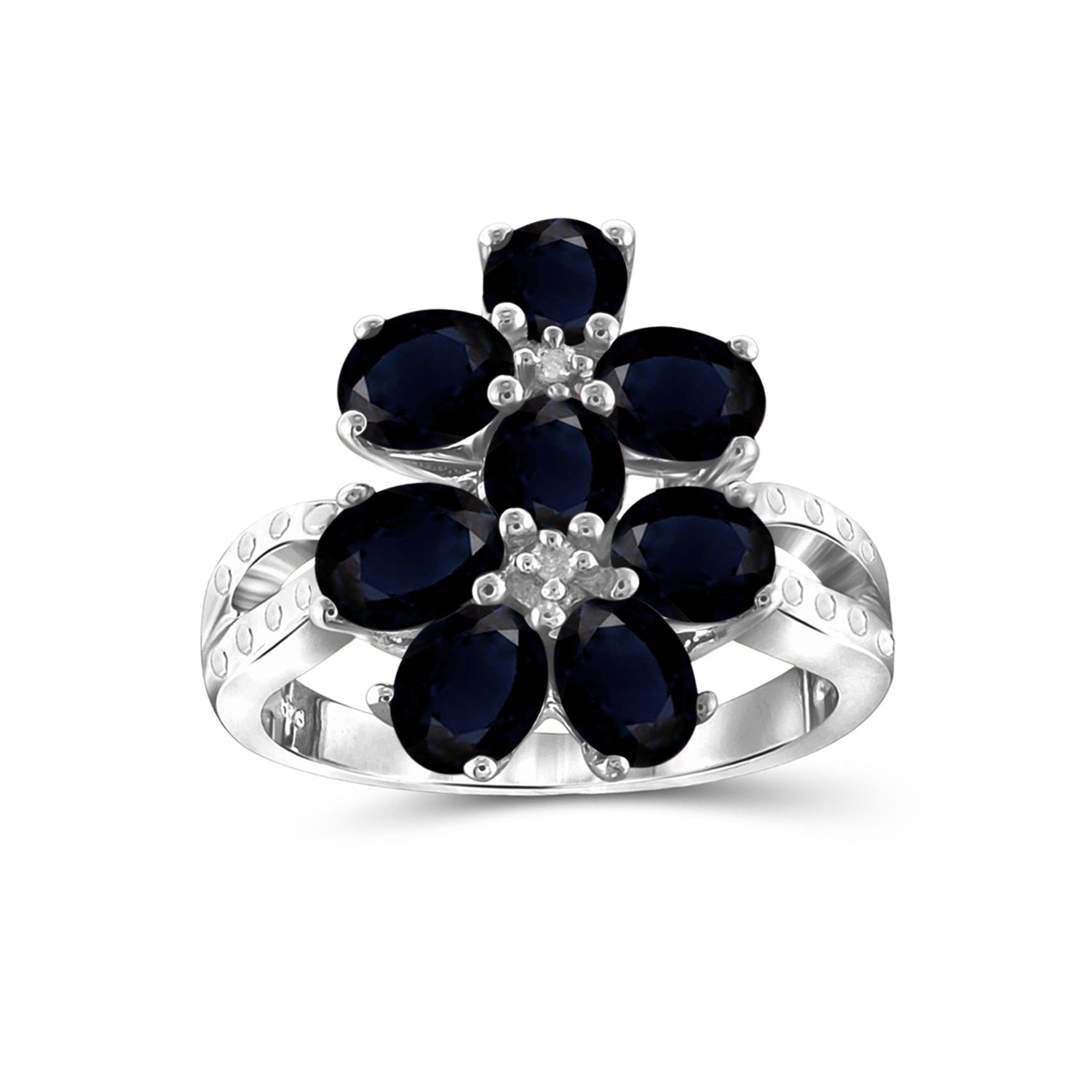 2 1/2 Carat T.G.W. Sapphire And White Diamond Accent Sterling Silver Ring