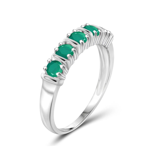 1/2 Carat T.G.W. Emerald Sterling Silver 5-Stone Ring