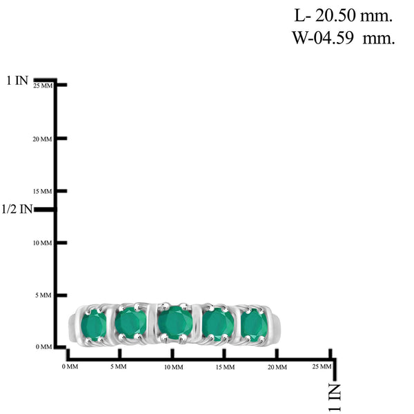 1/2 Carat T.G.W. Emerald Sterling Silver 5-Stone Ring