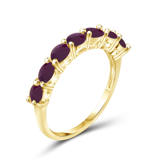 1.33 Ctw Ruby Gemstone 14K Gold-Plated Ring