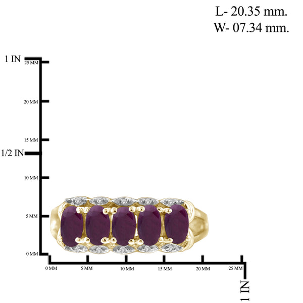 1 1/3 Carat T.G.W. Ruby And 1/20 Carat White Diamond 14K Gold-Plated Ring