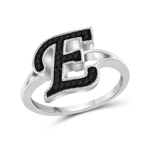 Black Diamond Accent Sterling Silver "A TO Z " Initial Spell it Out Ring